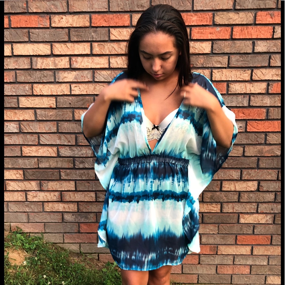 MIKEN SWIM COVERUP TYE DYE MEDIUM SHEATH BEACHY!